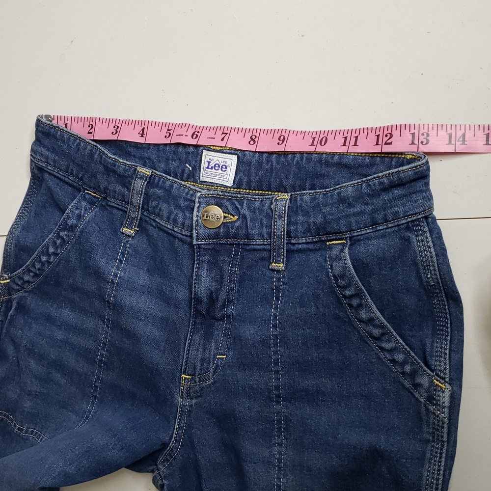 Lee Carpenter Slim Straight Cargo Cotton Pants Size 4 Y2K Retro Medium Wash Blue - Picture 9 of 16